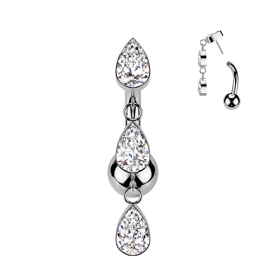 Cherry Diva belly bar 14 Gauge Titanium Threadless Dangling Reverse Belly Button Bar