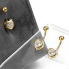 Cherry Diva belly bar 14Kt Gold Plated Crystal Heart Belly Button Ring