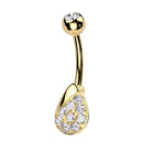 Cherry Diva belly bar Gold 14 Crystal Droplet Belly Button Bar