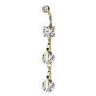 Cherry Diva belly bar Gold 14 Gauge Double Dangling Gemstone Belly Bar