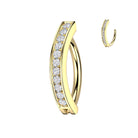 Cherry Diva belly bar Gold 14 Gauge Surgical Steel Hinged Crystal Lined Belly Button Bar