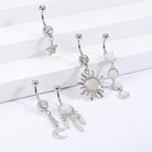 Limited Edition 5 Pack Silver Opal Belly Button Ring Set