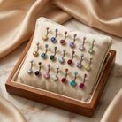 Cherry Diva Belly Bar Multi Pack Of 20 Rainbow Double Crystal Belly Bars