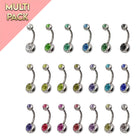 Multi Pack Of 20 Rainbow Double Crystal Belly Bars