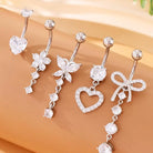 Cherry Diva Belly Bar Multi Pack Of 5 Dangling Crystal Belly Button Bars