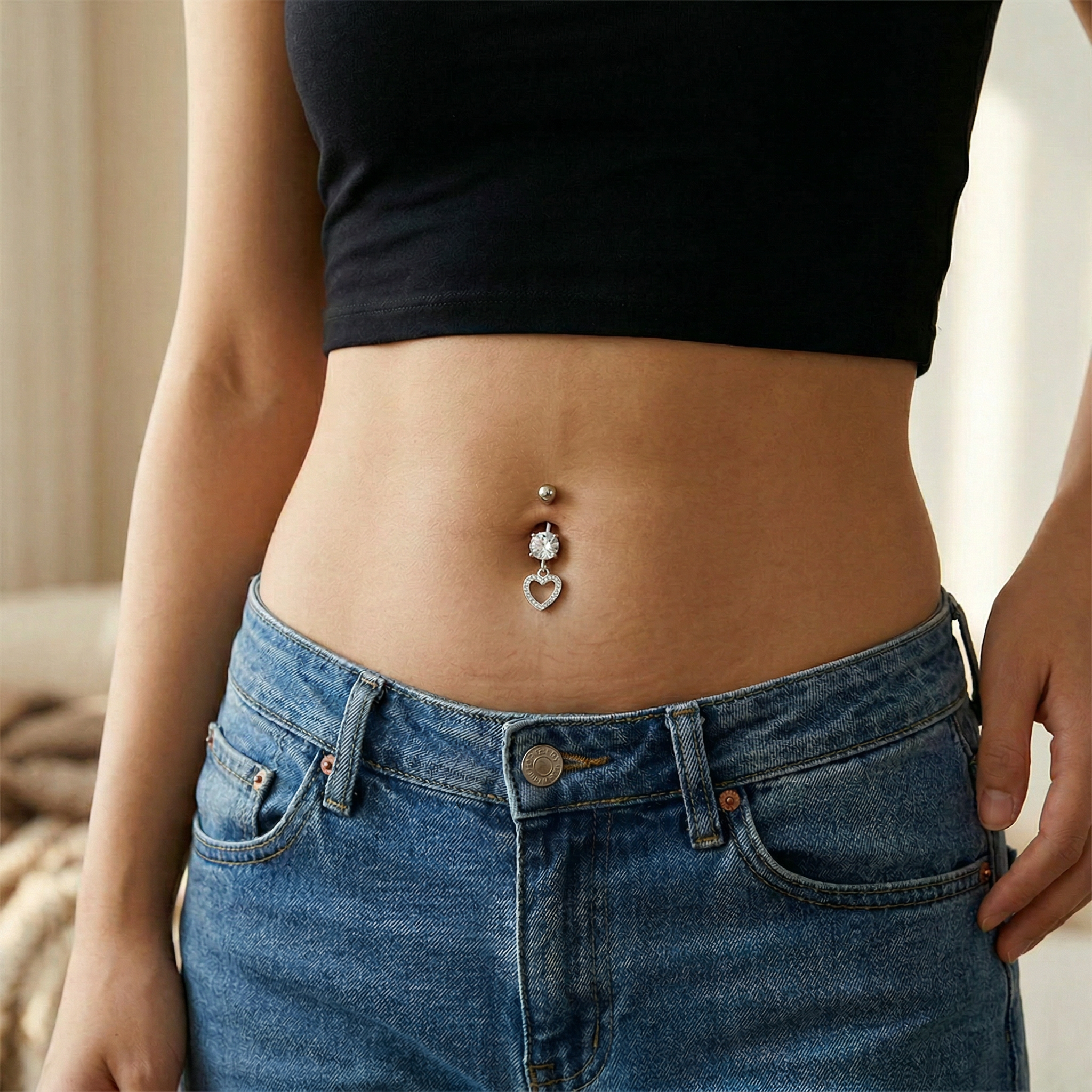 Cherry Diva Belly Bar Multi Pack Of 5 Dangling Crystal Belly Button Bars