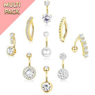 Cherry Diva belly bar Multi Pack Of 9 Dangling & Hinged Belly Button Bars