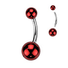 14 Gauge Glass Coated Surgical Steel Belly Bar REd