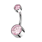 Cherry Diva belly bar Pink Crystal 14 Gauge Titanium Bezel Set Crystal Belly Button Bar