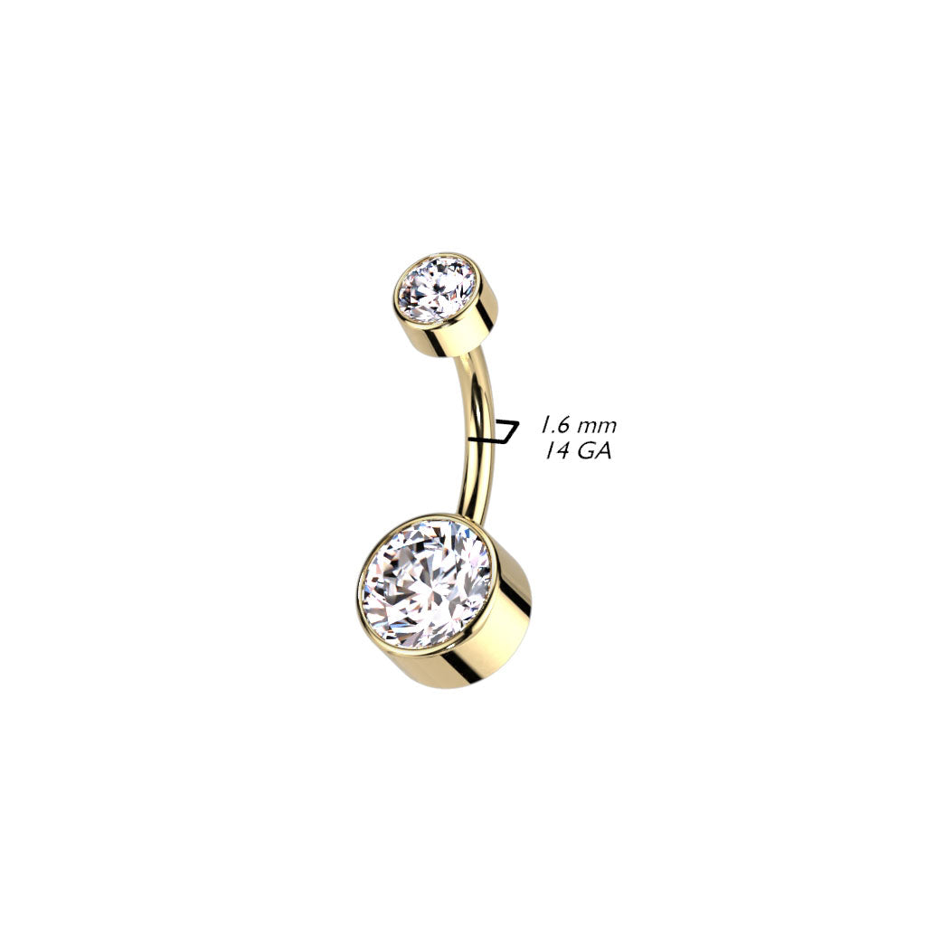 Cherry Diva belly bar 14 Gauge Titanium Bezel Set Crystal Belly Button Bar