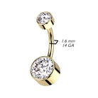 Cherry Diva belly bar 14 Gauge Titanium Bezel Set Crystal Belly Button Bar