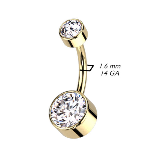 Cherry Diva belly bar 14 Gauge Titanium Bezel Set Crystal Belly Button Bar