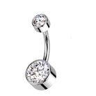 Cherry Diva belly bar Clear Crystal 14 Gauge Titanium Bezel Set Crystal Belly Button Bar