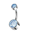 Cherry Diva belly bar Blue Crystal 14 Gauge Titanium Bezel Set Crystal Belly Button Bar