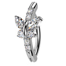 Cherry Diva Belly Button Ring 14 Gauge Hinged Crystal Butterfly Belly Button Ring