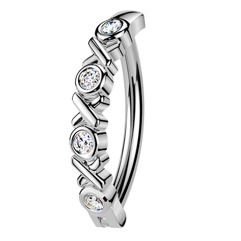 Cherry Diva Belly Button Ring 14 Gauge Hinged Crystal Criss Cross Belly Button Ring