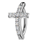 Cherry Diva Belly Button Ring 14 Gauge Hinged Crystal Cross Belly Button Ring