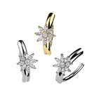 Cherry Diva Belly Button Ring 14 Gauge Hinged Crystal Flower Belly Button Ring