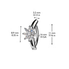 Cherry Diva Belly Button Ring 14 Gauge Hinged Crystal Flower Belly Button Ring