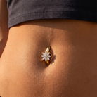 Cherry Diva Belly Button Ring 14 Gauge Hinged Crystal Flower Belly Button Ring
