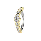 Cherry Diva Belly Button Ring 14 Gauge Hinged Crystal Hearts Belly Button Ring