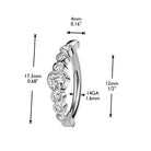 Cherry Diva Belly Button Ring 14 Gauge Hinged Crystal Hearts Belly Button Ring