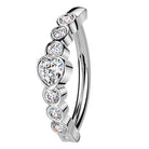 Cherry Diva Belly Button Ring 14 Gauge Hinged Crystal Hearts Belly Button Ring