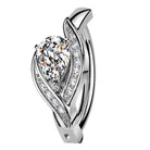 Cherry Diva Belly Button Ring 14 Gauge Hinged Crystal Teardrop Belly Button Ring