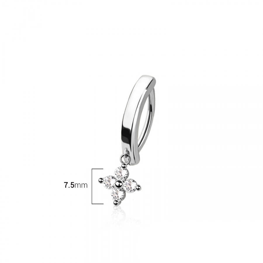Cherry Diva Belly Button Ring 14 Gauge Hinged Dangling Crystal Clover Belly Button Ring