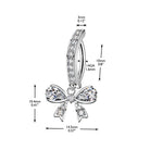 Cherry Diva Belly Button Ring 14 Gauge Surgical Steel Crystal Bow Belly Button Ring