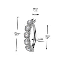 Cherry Diva Belly Button Ring 14 Gauge Surgical Steel Hinged Crystal Flower Belly Button Ring