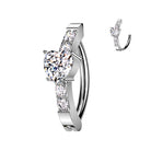 Cherry Diva Belly Button Ring 14 Gauge Surgical Steel Hinged Crystal Lined Heart Belly Button Ring