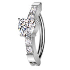 Cherry Diva Belly Button Ring 14 Gauge Surgical Steel Hinged Crystal Lined Heart Belly Button Ring