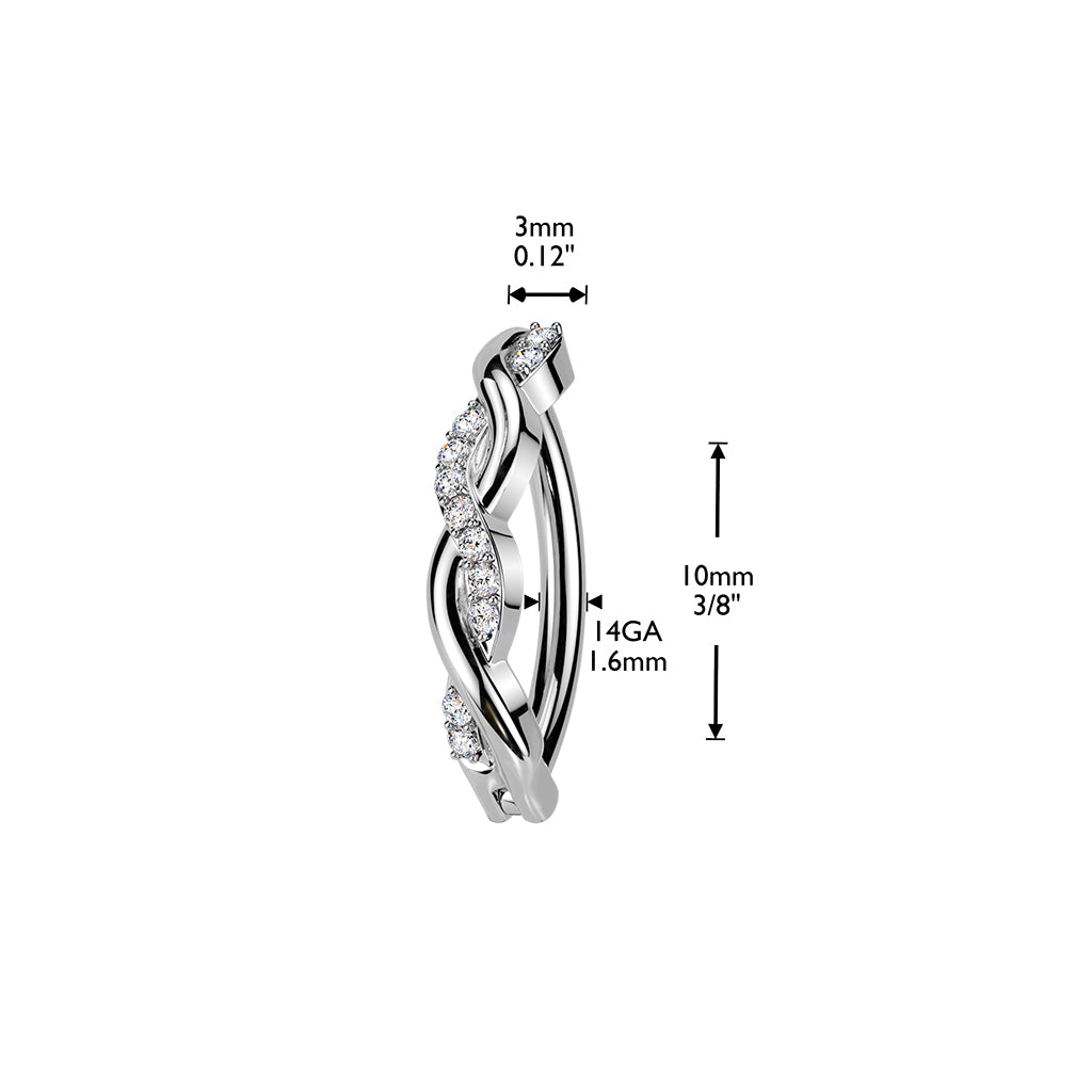 Cherry Diva Belly Button Ring 14 Gauge Surgical Steel Hinged Crystal Twist Belly Button Ring