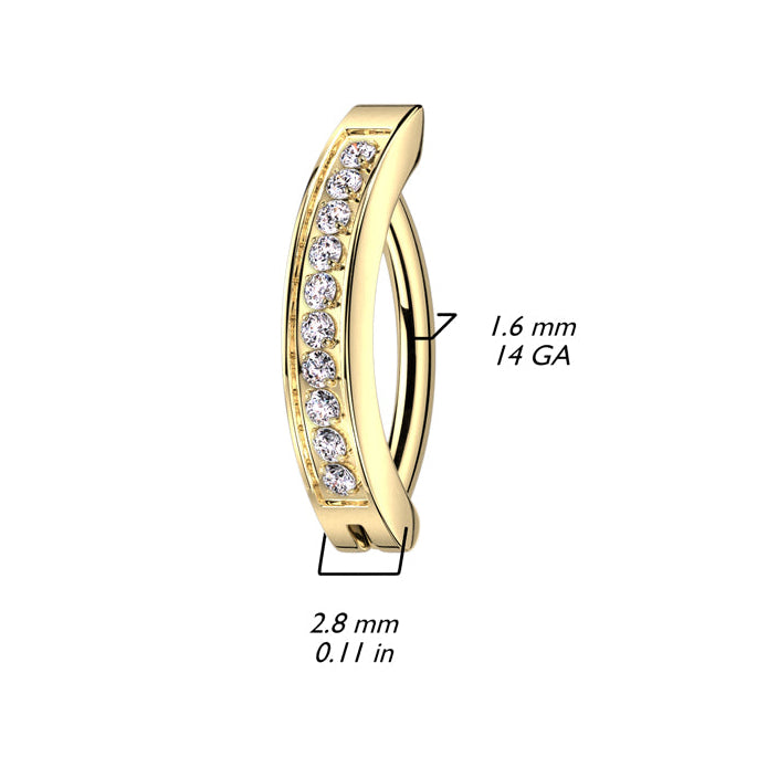 Cherry Diva Belly Button Ring 14 Gauge Titanium Hinged Crystal Row Belly Button Ring