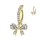 Cherry Diva Belly Button Ring Gold 14 Gauge Surgical Steel Crystal Bow Belly Button Ring