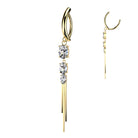 Cherry Diva Belly Button Ring Gold 14 Gauge Surgical Steel Crystal & Chain Belly Button Ring