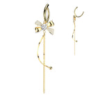 Cherry Diva Belly Button Ring Gold 14 Gauge Surgical Steel Dangling Bow Belly Button Ring