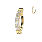 Cherry Diva Belly Button Ring Gold 14 Gauge Surgical Steel Hinged Crystal Belly Button Ring