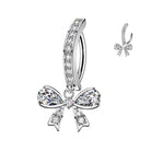 Cherry Diva Belly Button Ring Silver 14 Gauge Surgical Steel Crystal Bow Belly Button Ring
