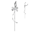 Cherry Diva Belly Button Ring Silver 14 Gauge Surgical Steel Dangling Bow Belly Button Ring