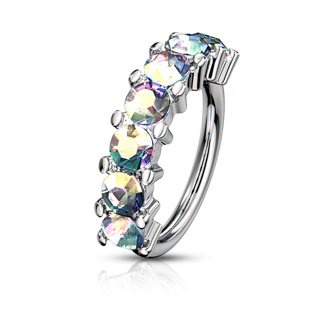16 Gauge Aurora Gem Lined Bendable Hoop Ring