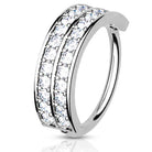 Cherry Diva Bendable Hoop Ring 16 Gauge Double Crystal Row Bendable Cartilage Hoop