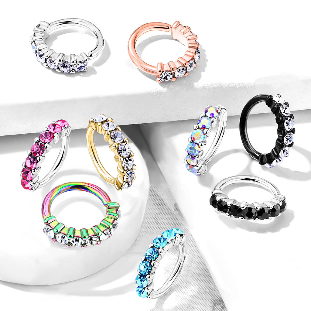 Cherry Diva Bendable Hoop Ring 16 Gauge Gemstone Lined Bendable Hoop