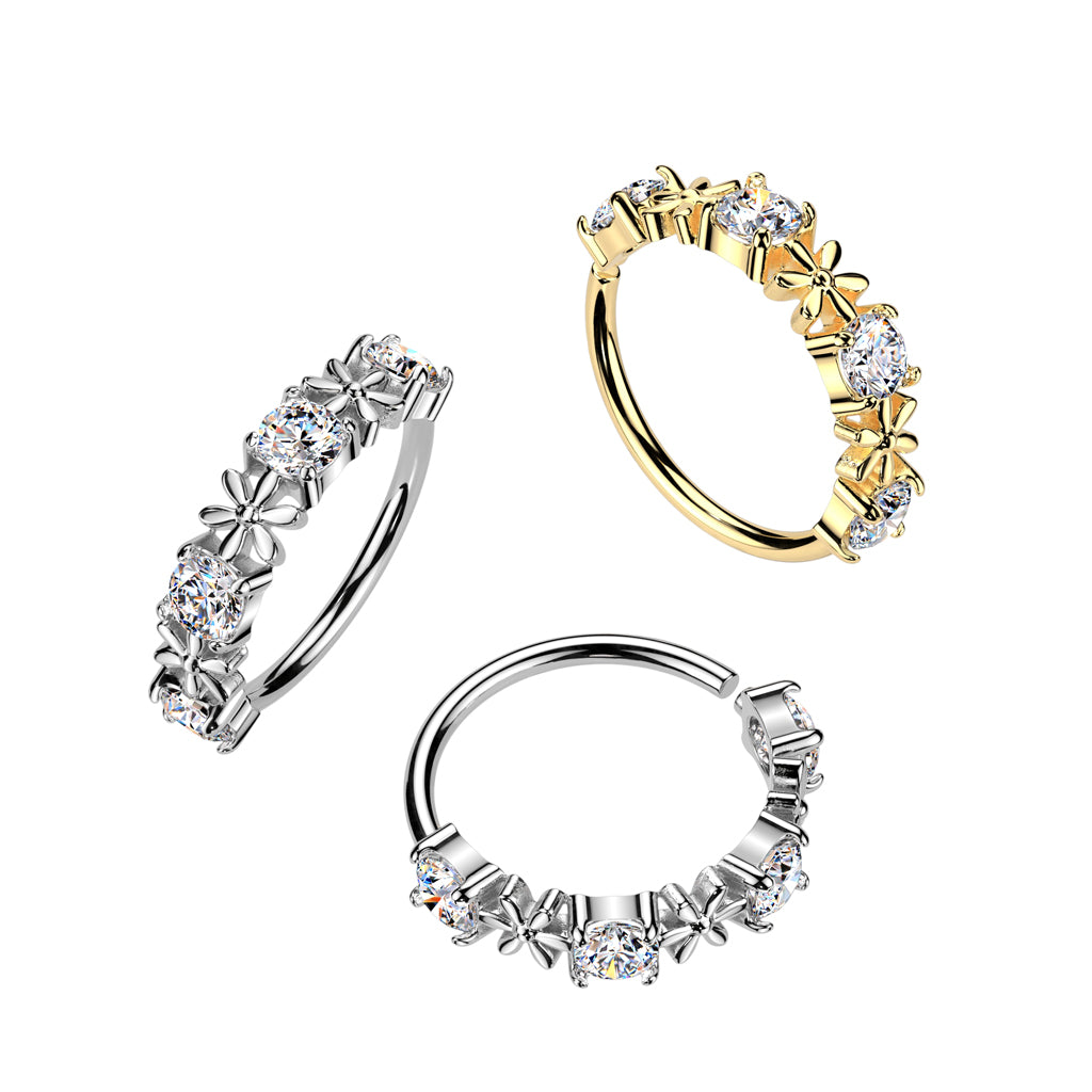 Cherry Diva Bendable Hoop Ring 20 Gauge Crystal Daisy Hoop For Nose & Ear