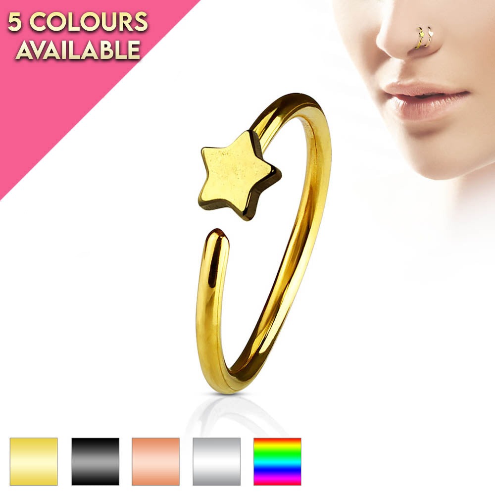 20 Gauge Dainty Star Bendable Hoop Ring for Nose & Ear