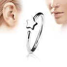 Cherry Diva Bendable Hoop Ring SILVER 20 Gauge Dainty Star Bendable Hoop Ring for Nose & Ear