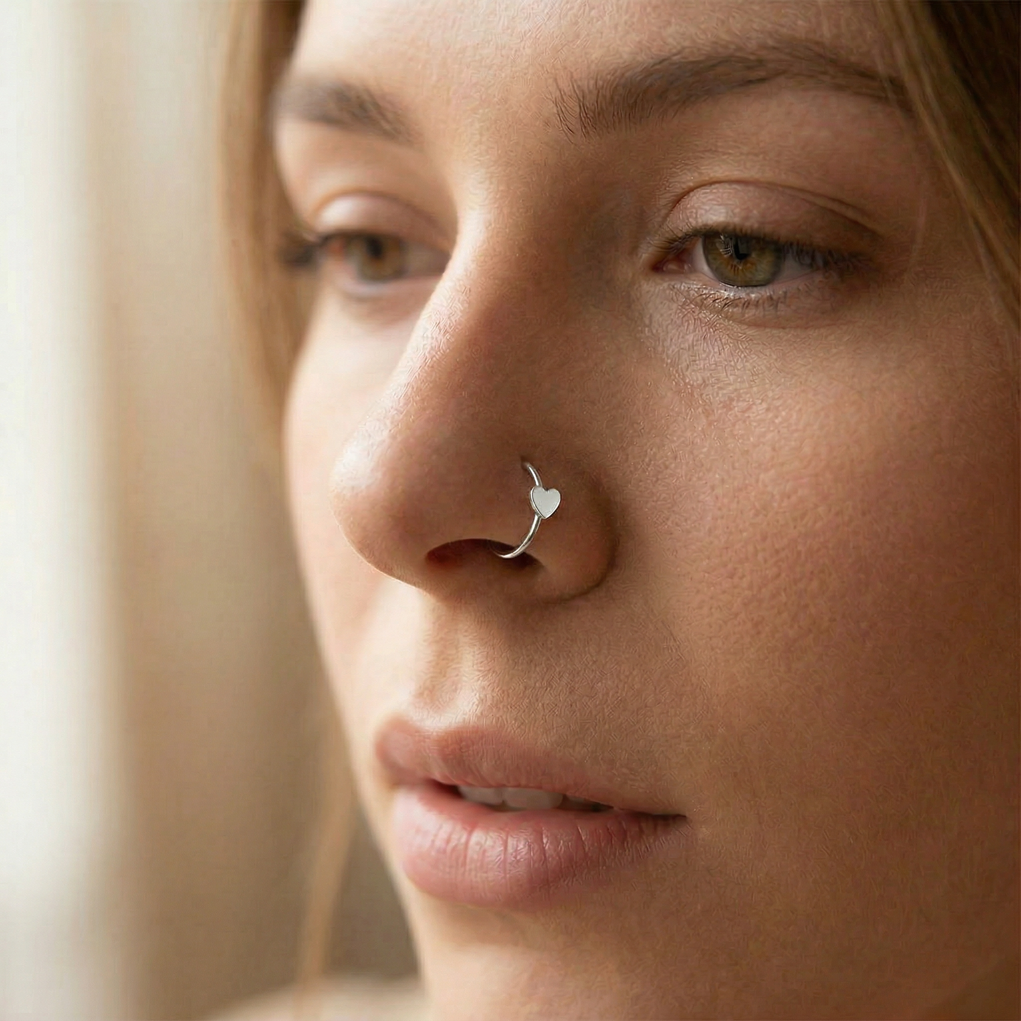 Cherry Diva Bendable Hoop Ring 20 Gauge Hypoallergenic Heart Hoop for Nose & Ear