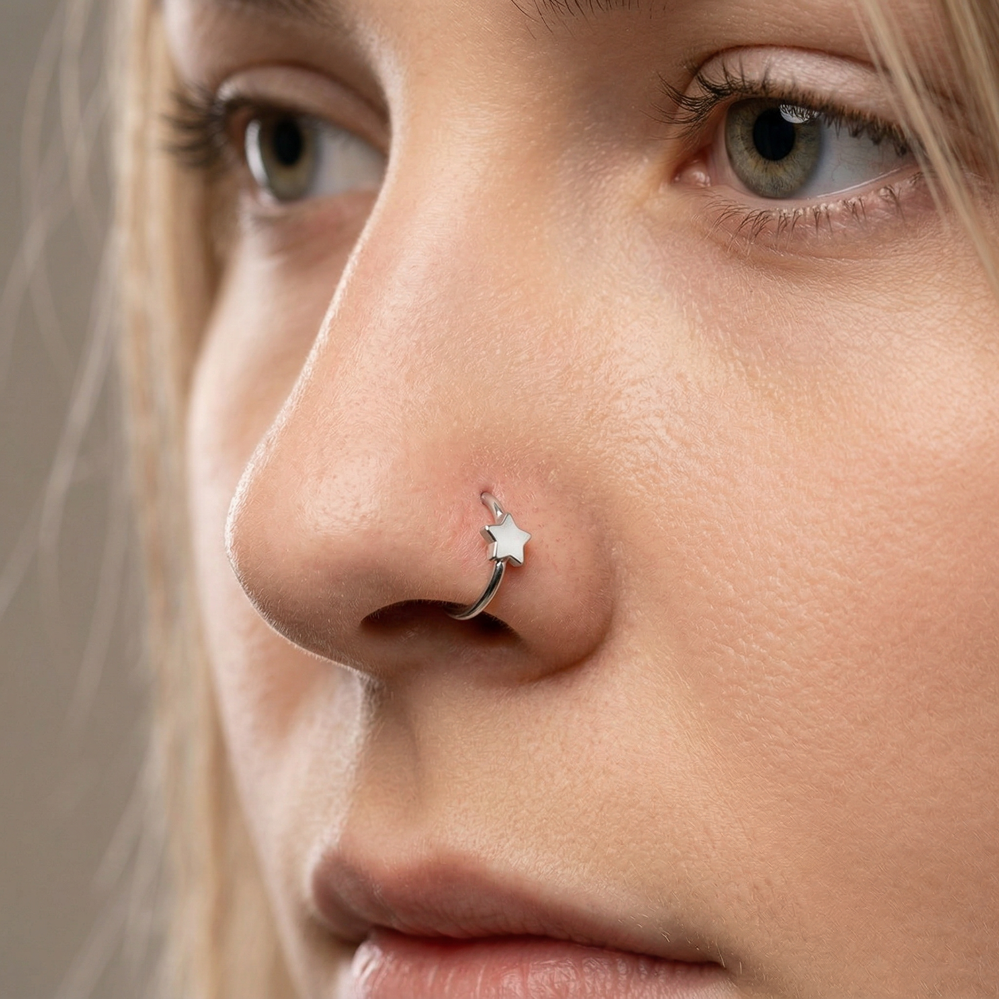 Cherry Diva Bendable Hoop Ring 20 Gauge Hypoallergenic Star Hoop for Nose & Ear