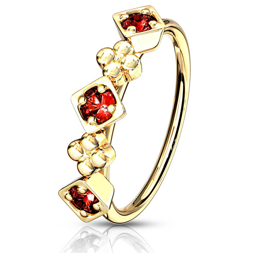 Cherry Diva Bendable Hoop Ring 20 Gauge Square Set Crystal Hoop Ring For Nose & Ear